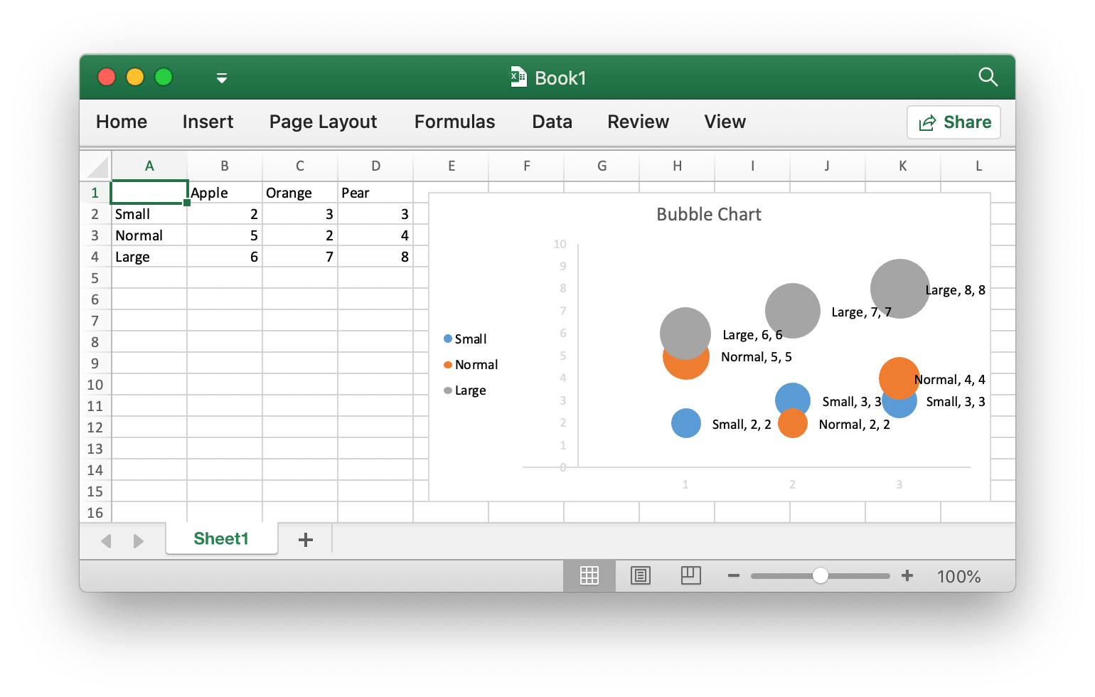 create bubble chart in excel