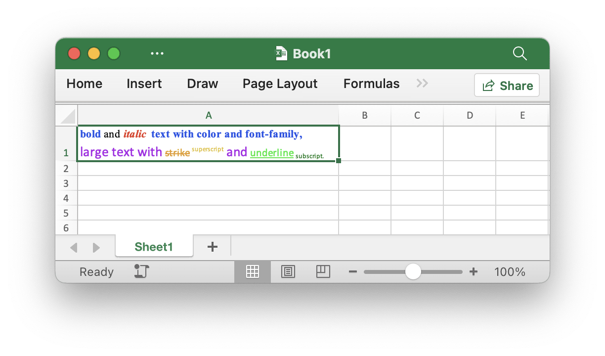 Set cell rich text