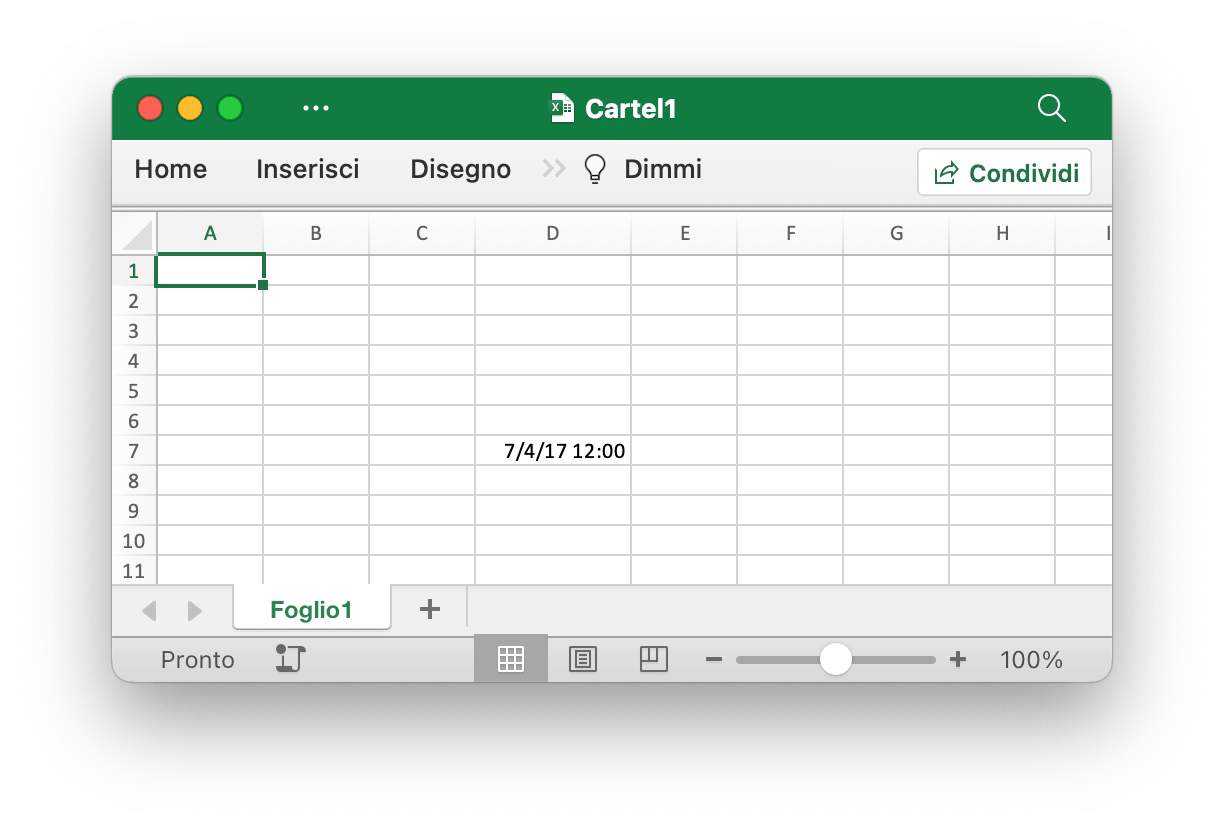 Imposta il formato dell'ora per la cella