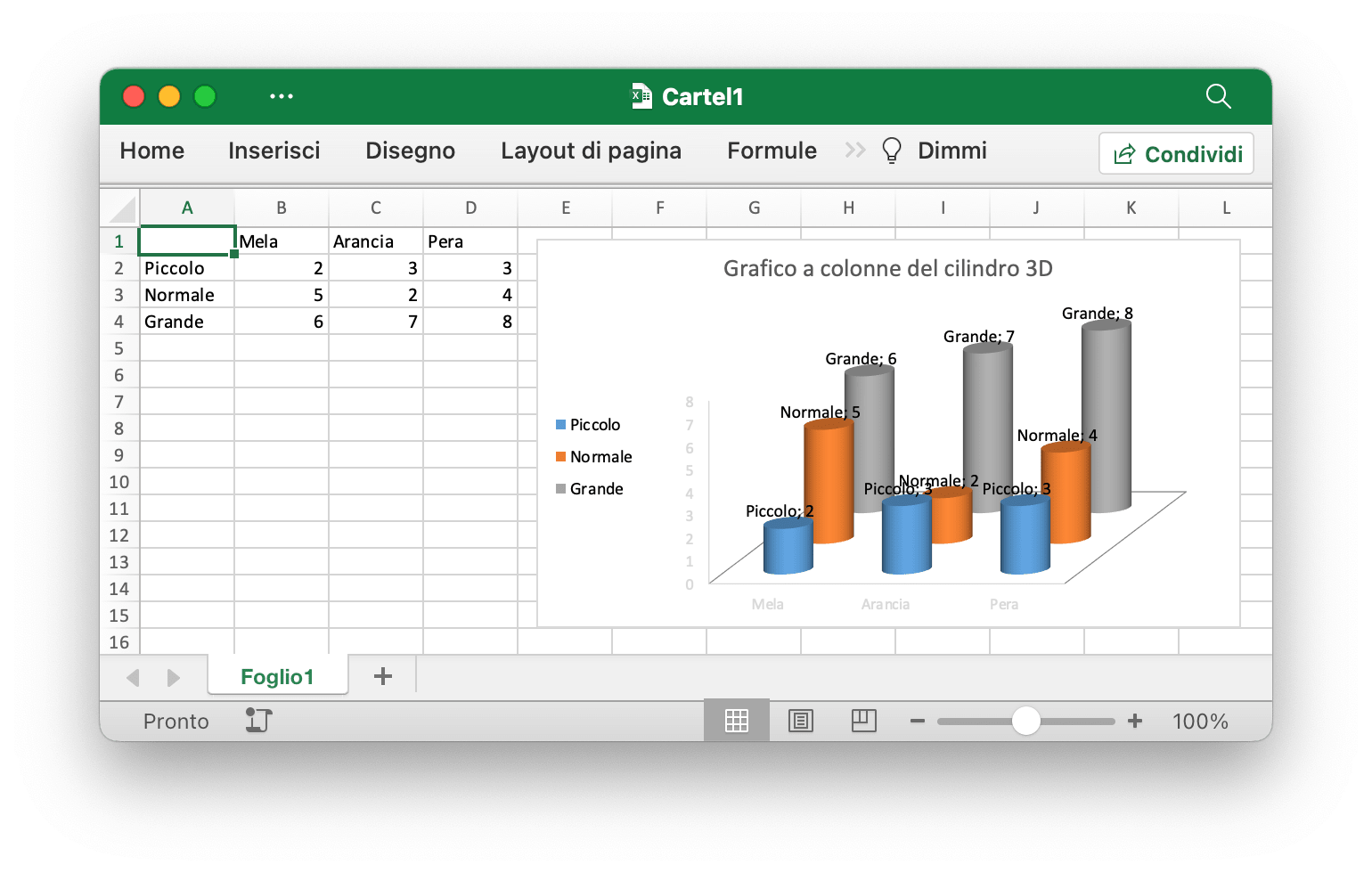 creare un istogramma a cilindri 3D con Excelize utilizzando Go