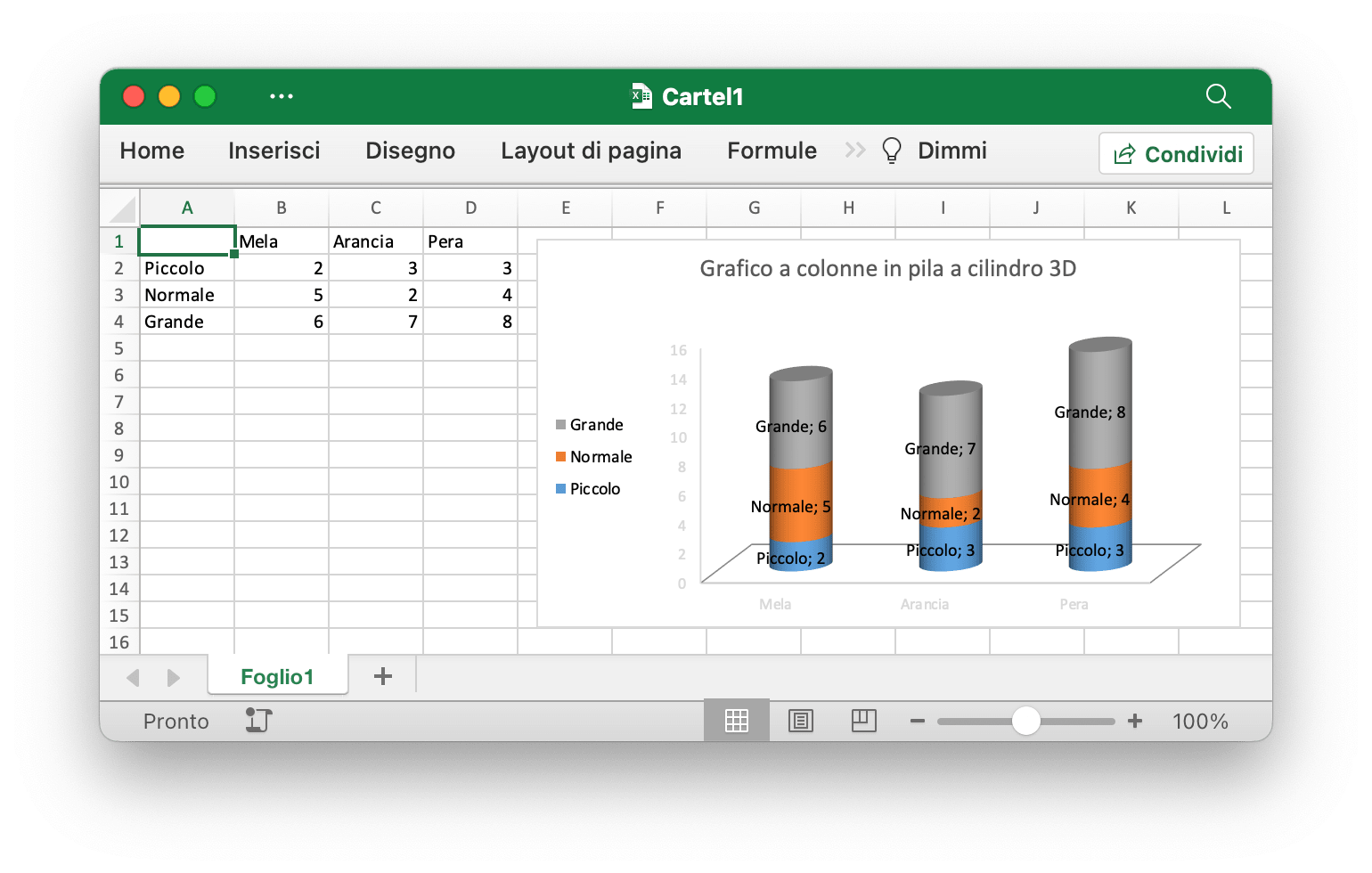 creare un istogramma in pila a cilindri 3D con Excelize utilizzando Go