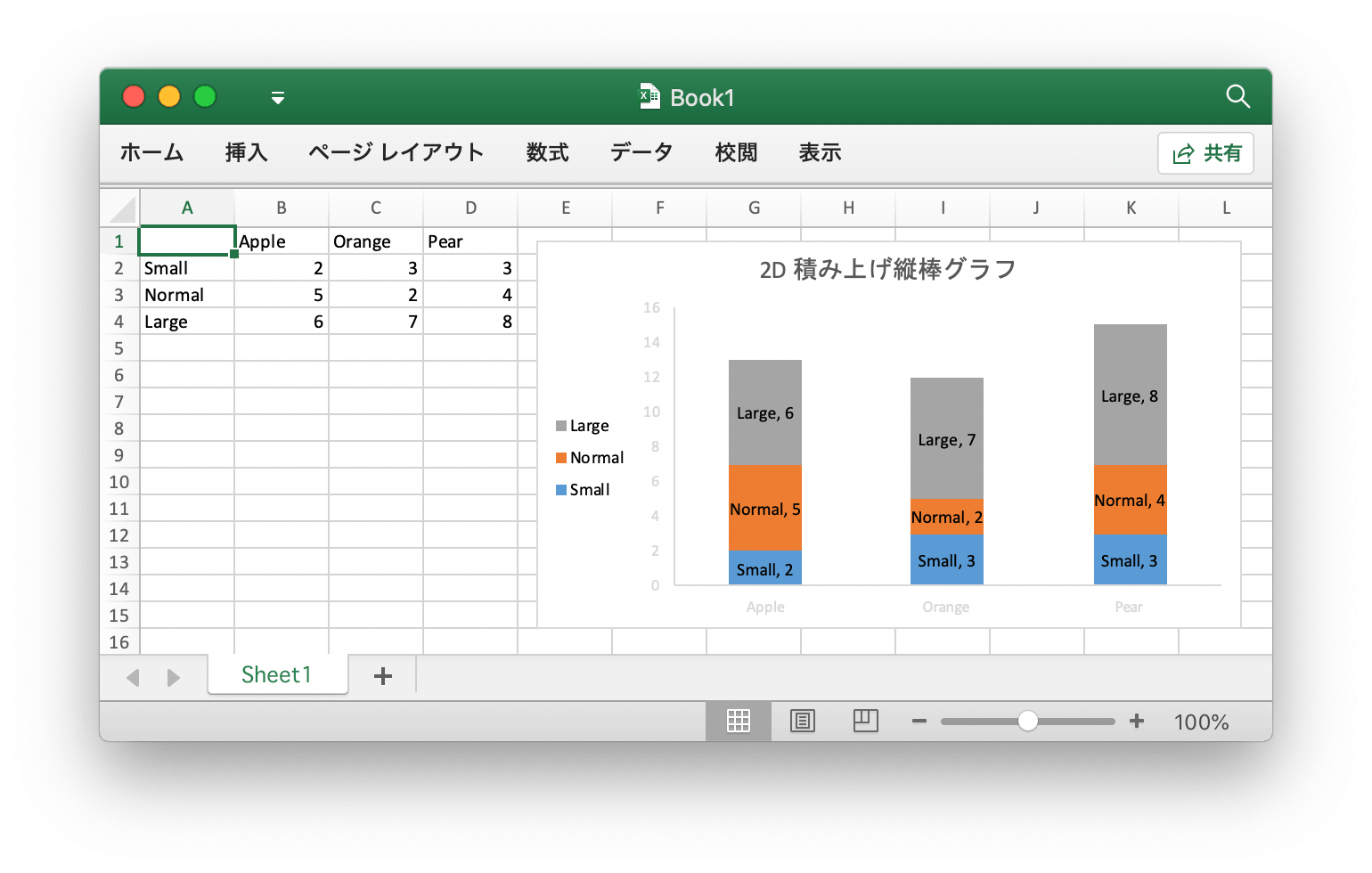 Go 言語を使用して Excel ドキュメントで 2D 積み上げ縦棒グラフ 作成する