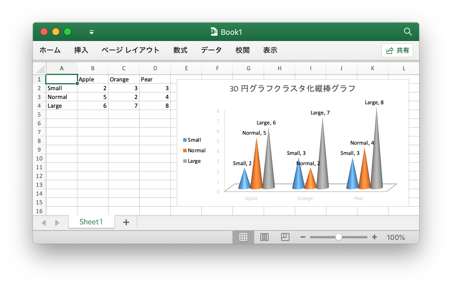 Go 言語を使用して Excel ドキュメントで 3D 円グラフクラスタ化縦棒グラフ 作成する