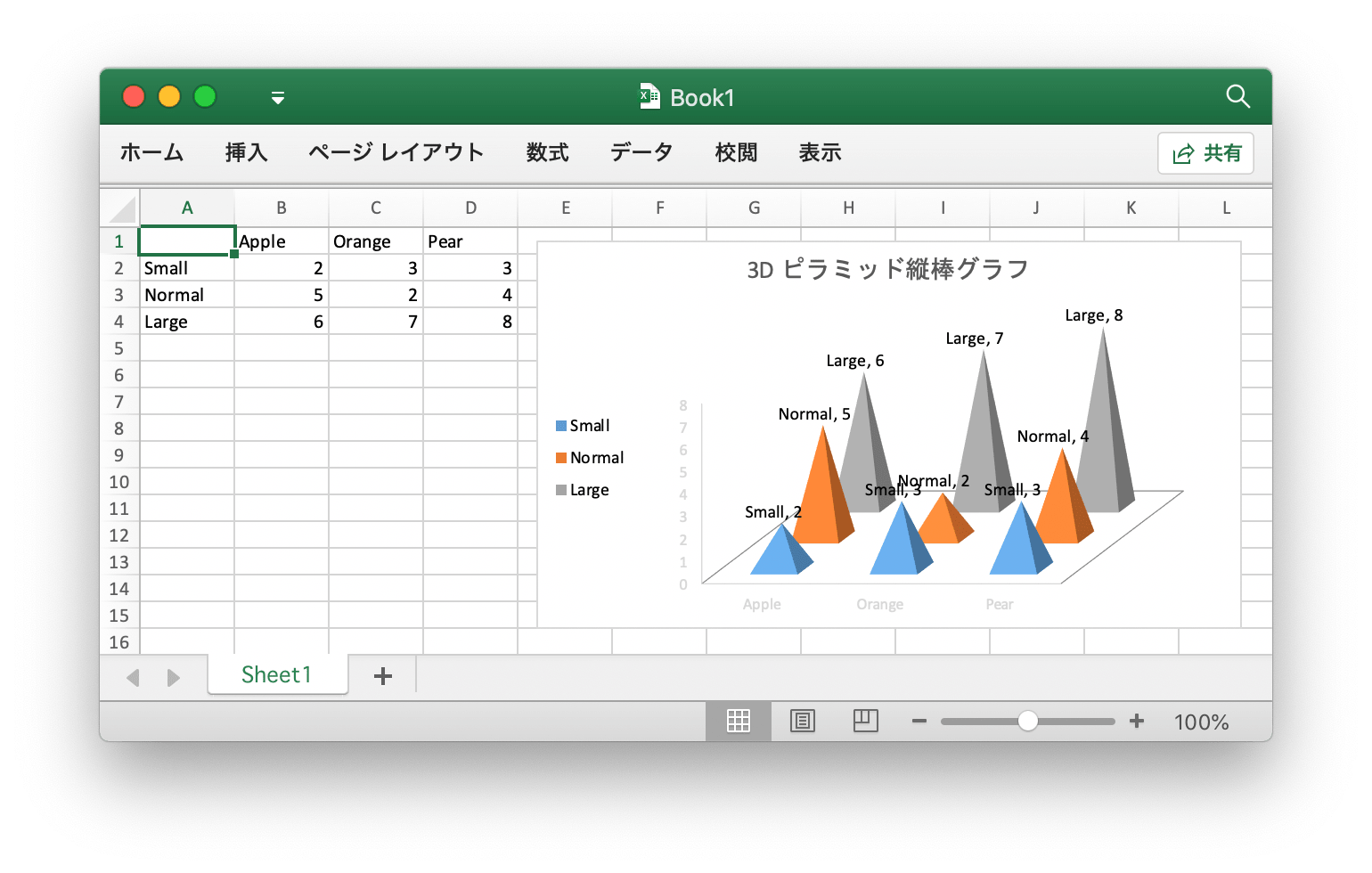 Go 言語を使用して Excel ドキュメントで 3D ピラミッド縦棒グラフ 作成する