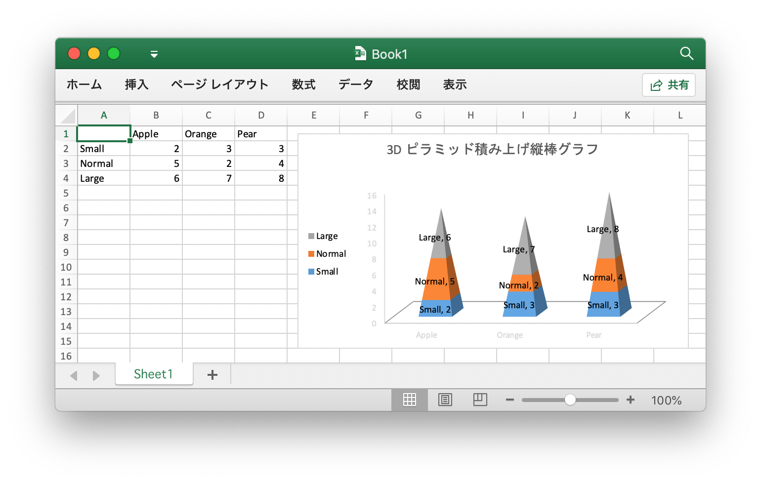 Go 言語を使用して Excel ドキュメントで 3D ピラミッド積み上げ縦棒グラフ 作成する