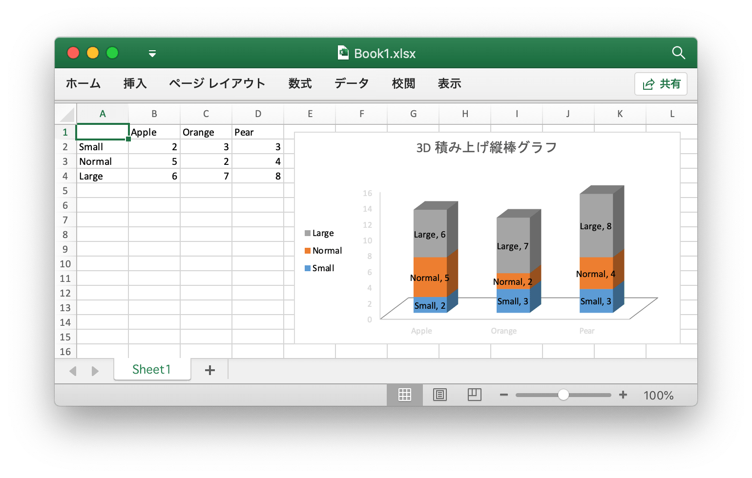 Go 言語を使用して Excel ドキュメントで 3D 積み上げ縦棒グラフ 作成する