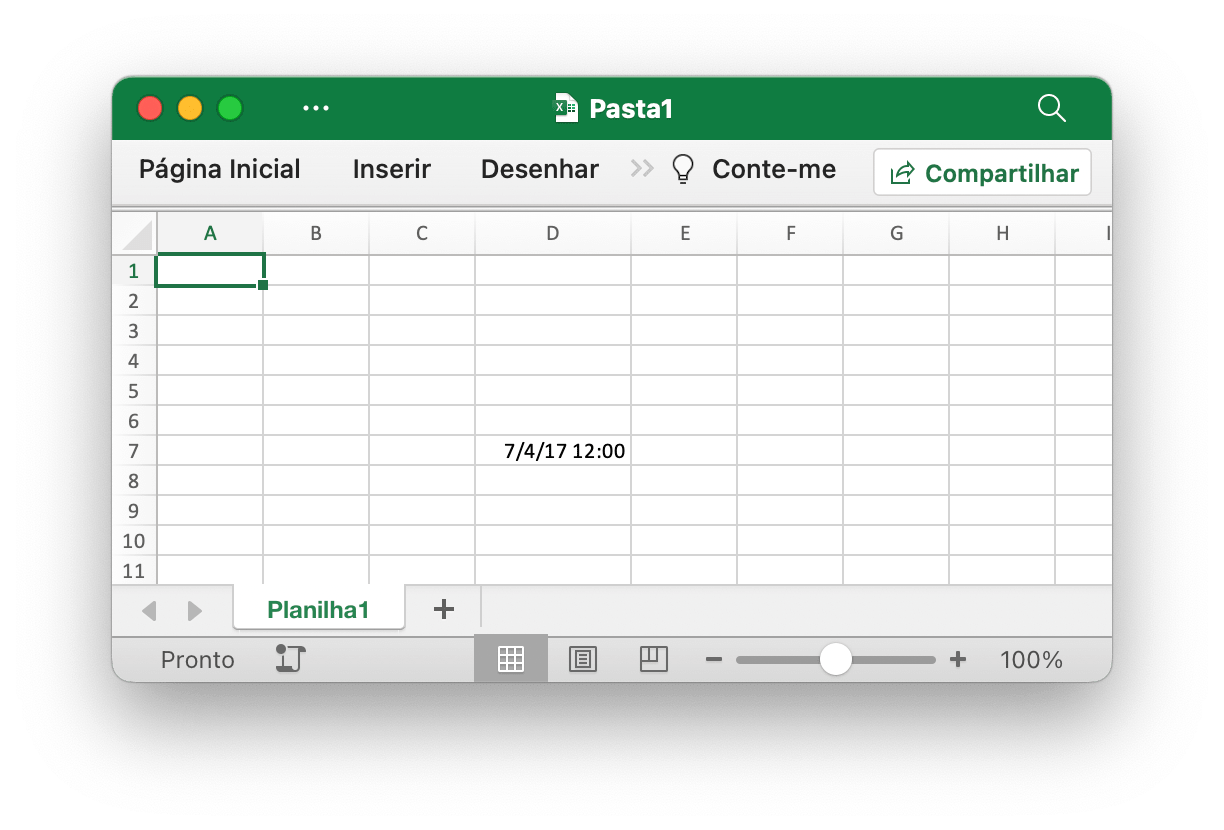 Defina o formato de hora para a célula