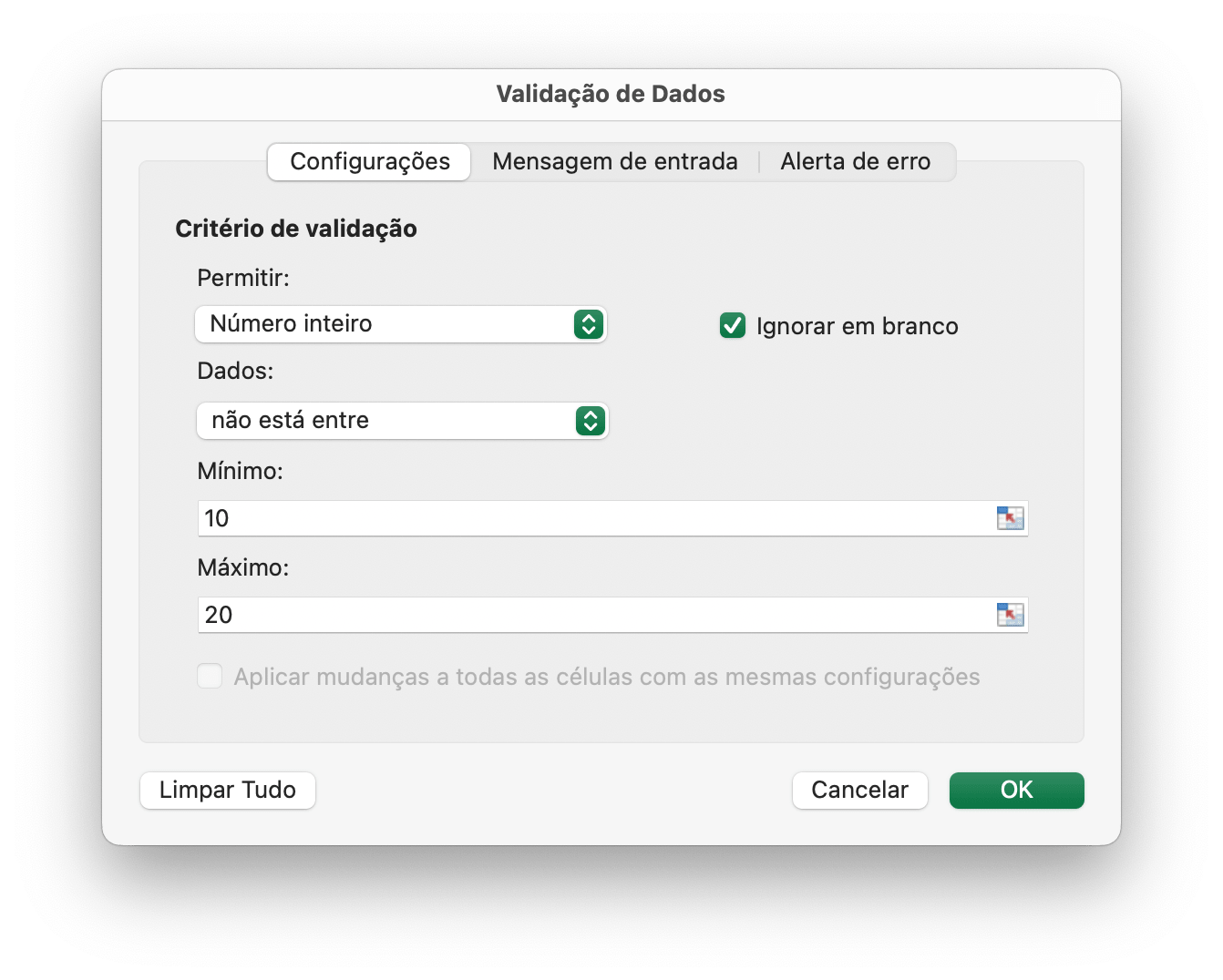 Validação de dados