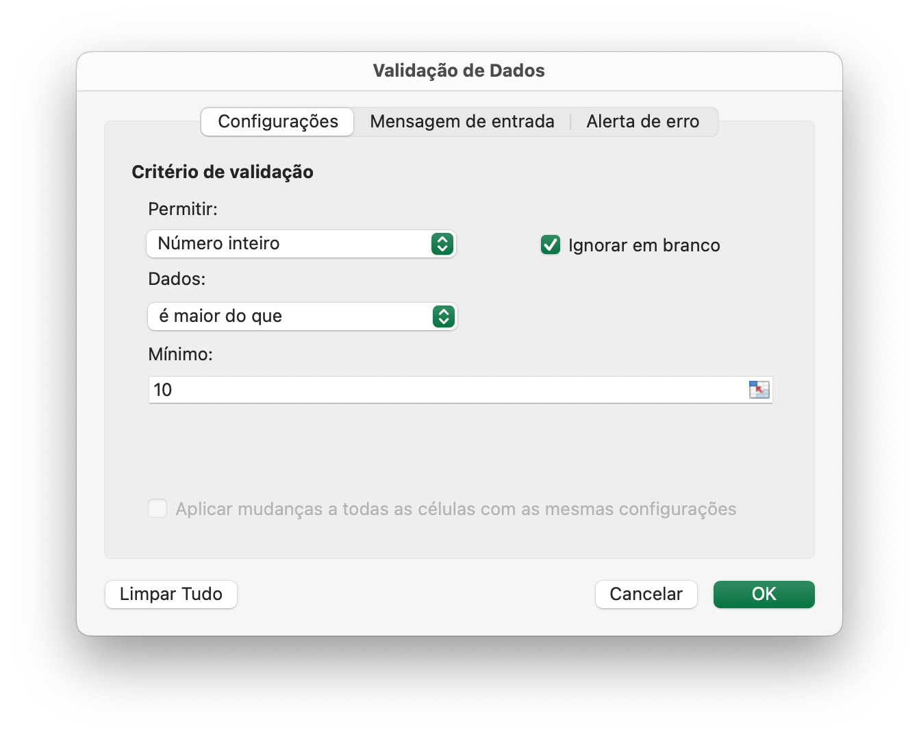 Validação de dados