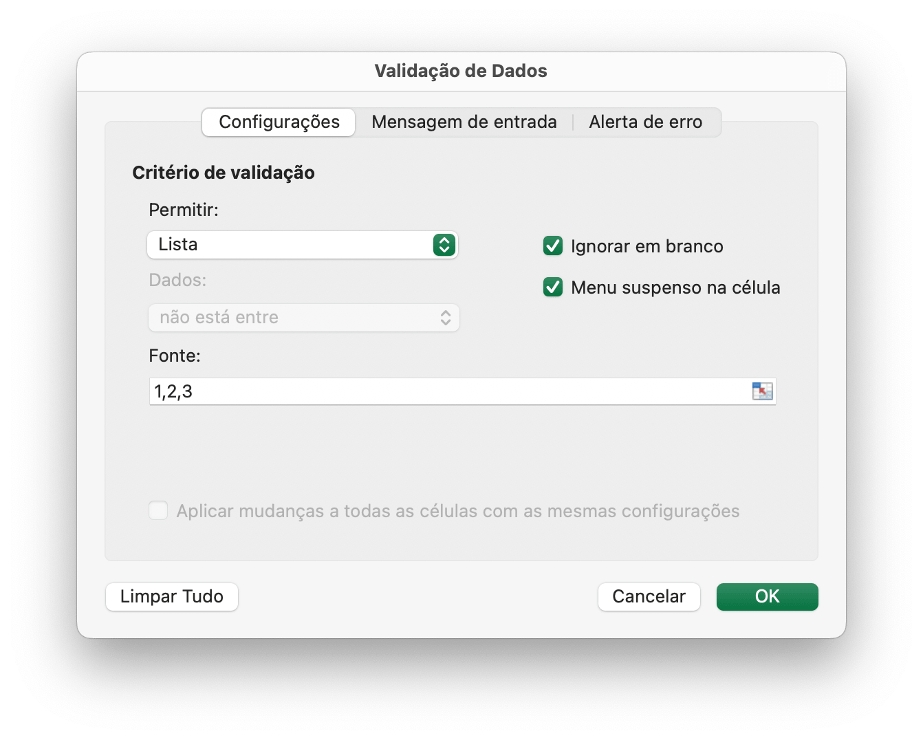 Validação de dados