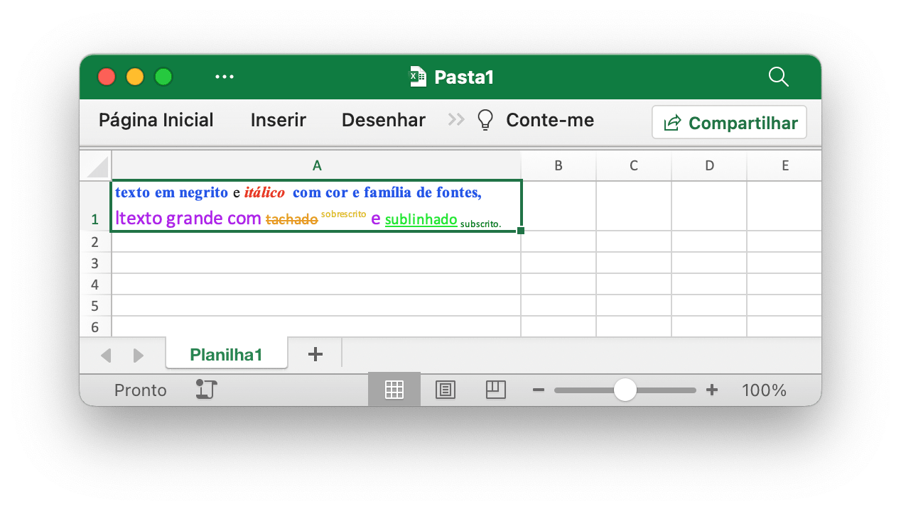 Definir rich text da célula