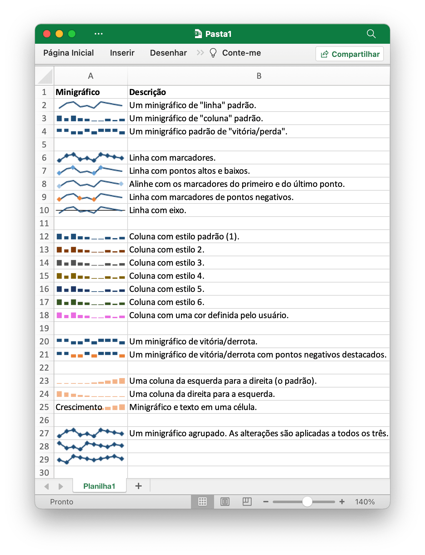 crie sparkline com Excelize usando Go