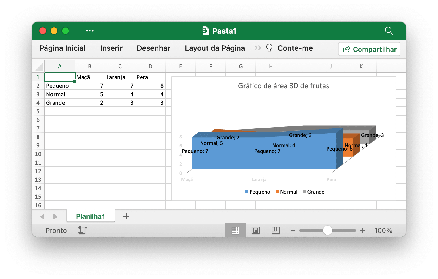 crie gráfico de área 3D com Excelize usando Go