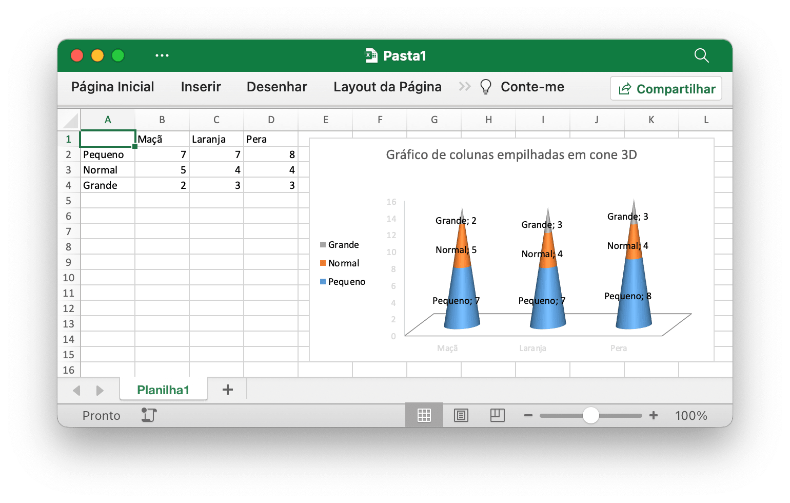 crie um gráfico de colunas empilhadas em cone 3D com Excelize usando Go