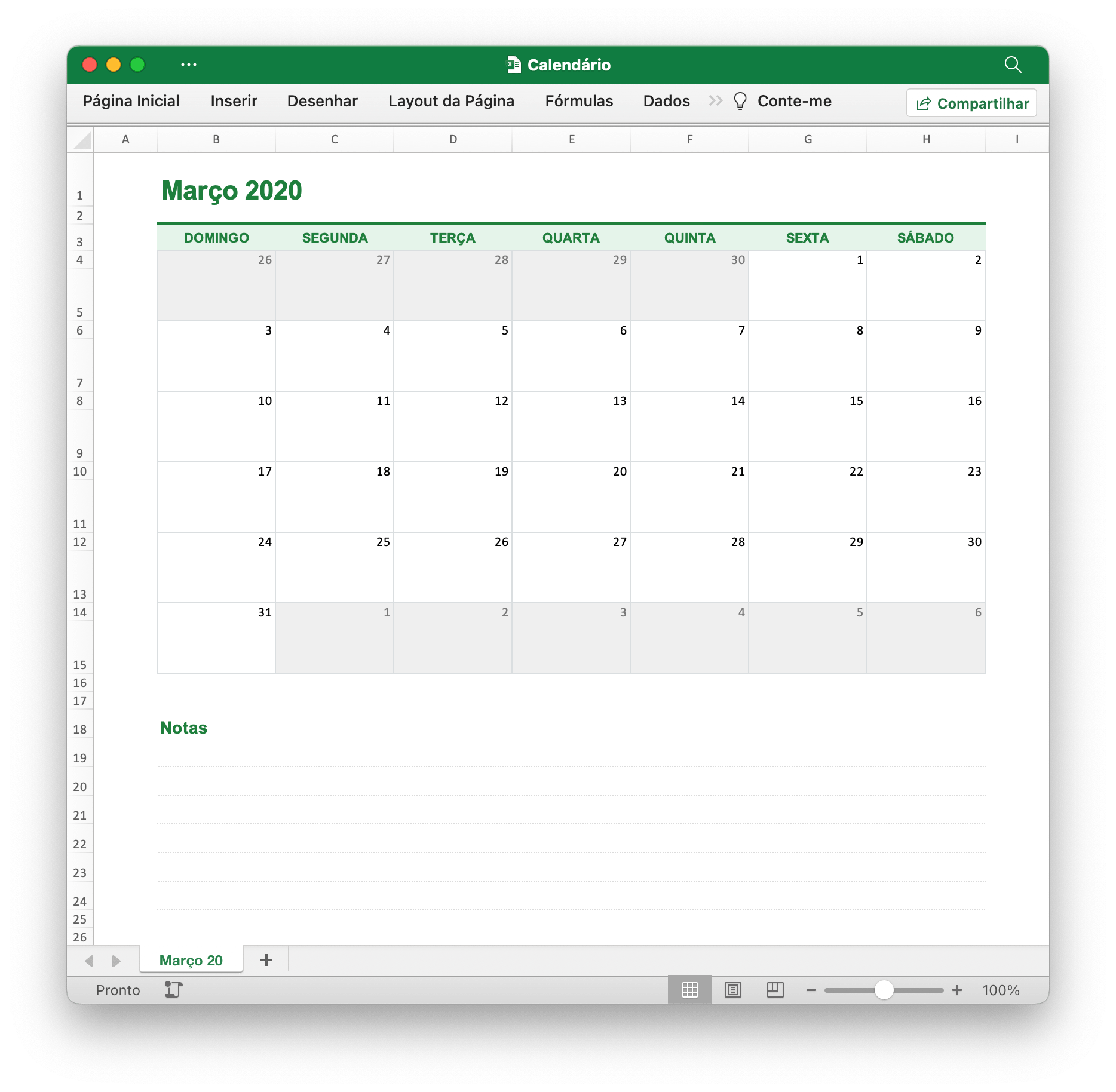 Crie um calendário com Excelize usando Go: