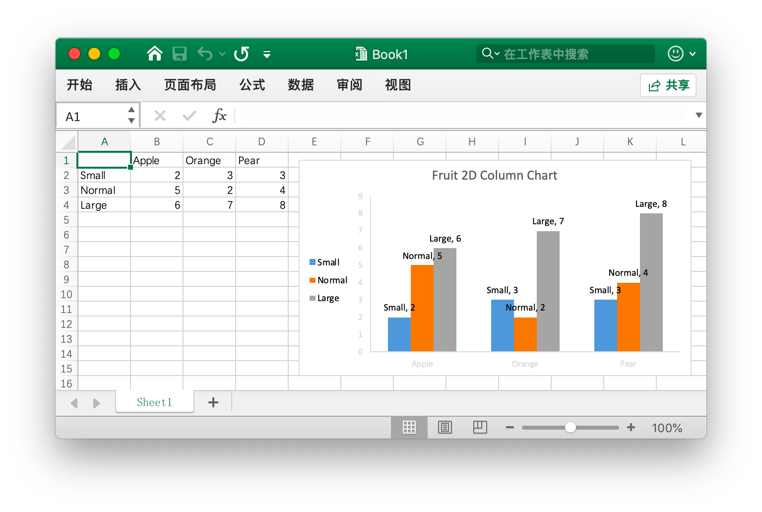使用 Go 语言在 Excel 文档中创建二维簇状柱形图