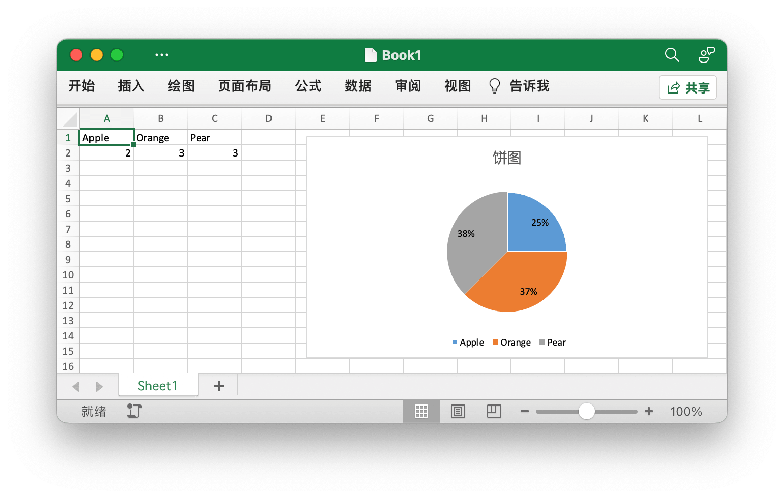 使用 Go 语言在 Excel 文档中创建饼图