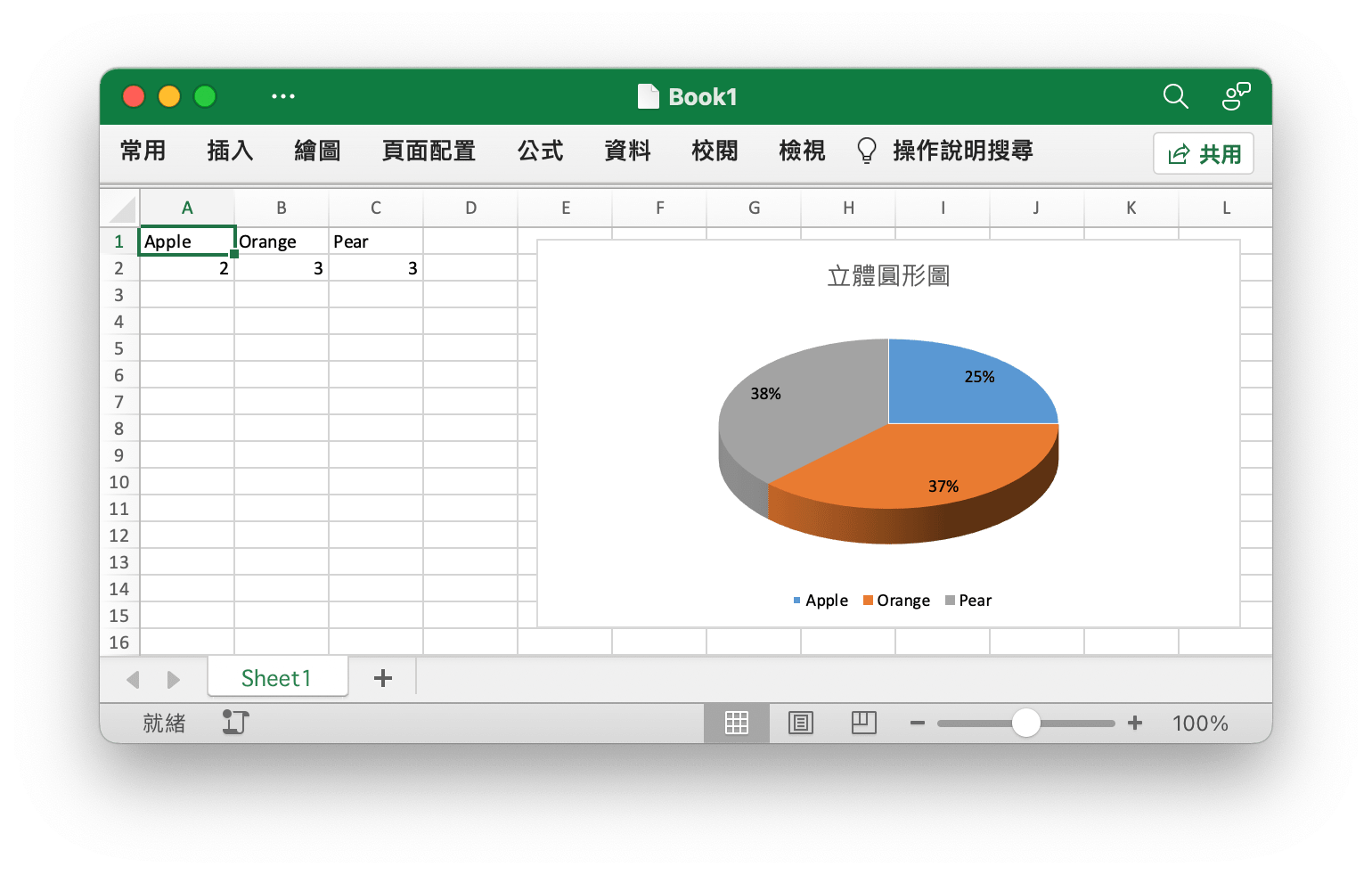 使用 Go 語言在 Excel 文檔中創建立體圓形圖