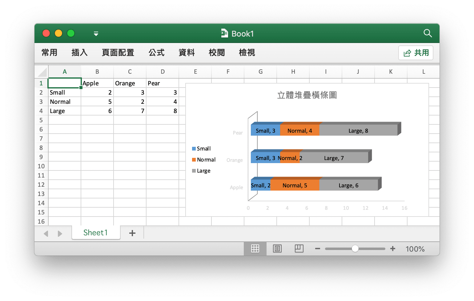 使用 Go 語言在 Excel 文檔中創建立體堆疊橫條圖