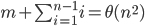  m + \sum^{n-1}_{i=1}{i} = \theta(n^2)