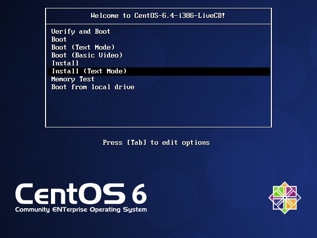 Install CentOS 6.4 in Text Mode