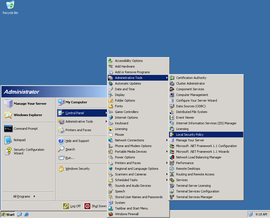 Начальная настройка Windows Server 2003