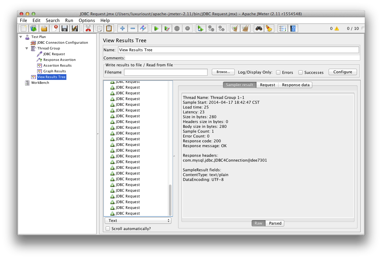 Benchmarking MySQL with JMeter