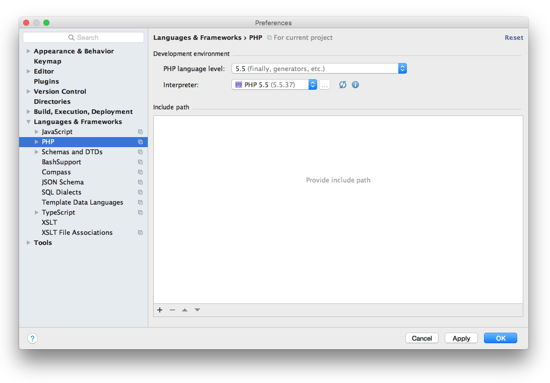 Phpstorm настройки mac os