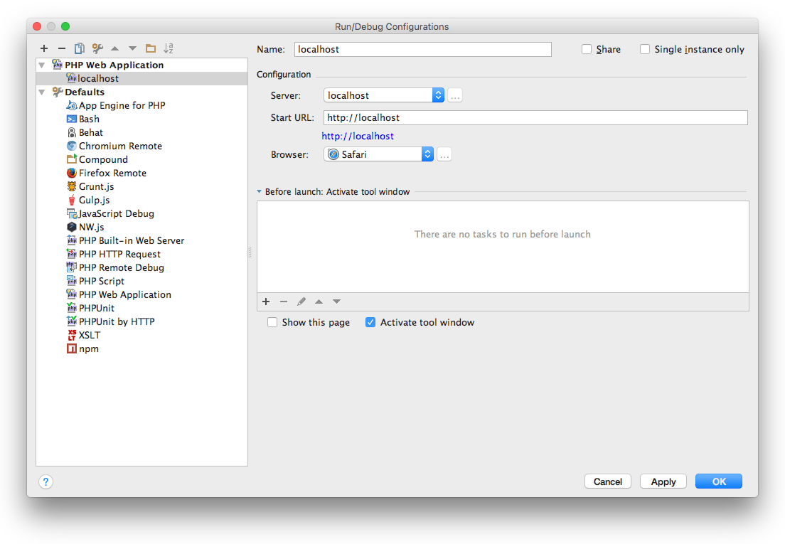 Phpstorm настройки mac os